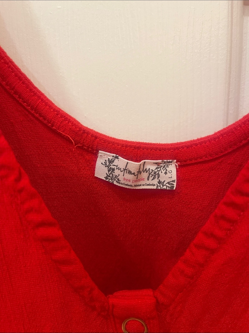 Free People- Red Scoop Neck One-Piece Bodysuit S:L - Picture 3 of 5